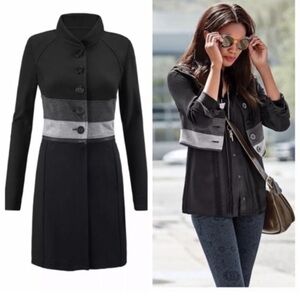 CAbi Black and Gray Trench Coat